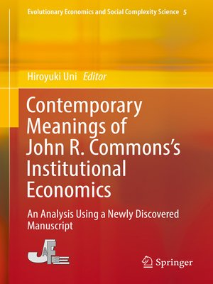cover image of Contemporary Meanings of John R. Commons's Institutional Economics